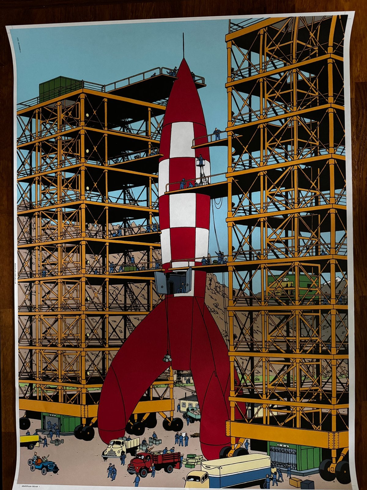 TinTin kuifje poster  68 x 59cm linnenpapier, Ophalen of Verzenden, Poster