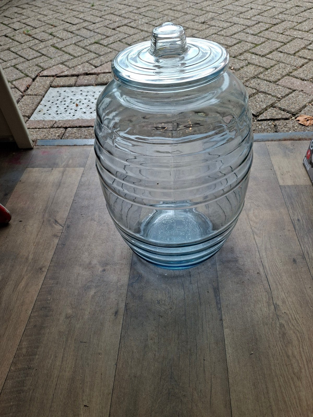 Grote glazen vaas met deksel - Decoratieve pot, Transparant, Met deksel, Ophalen of Verzenden, Glas