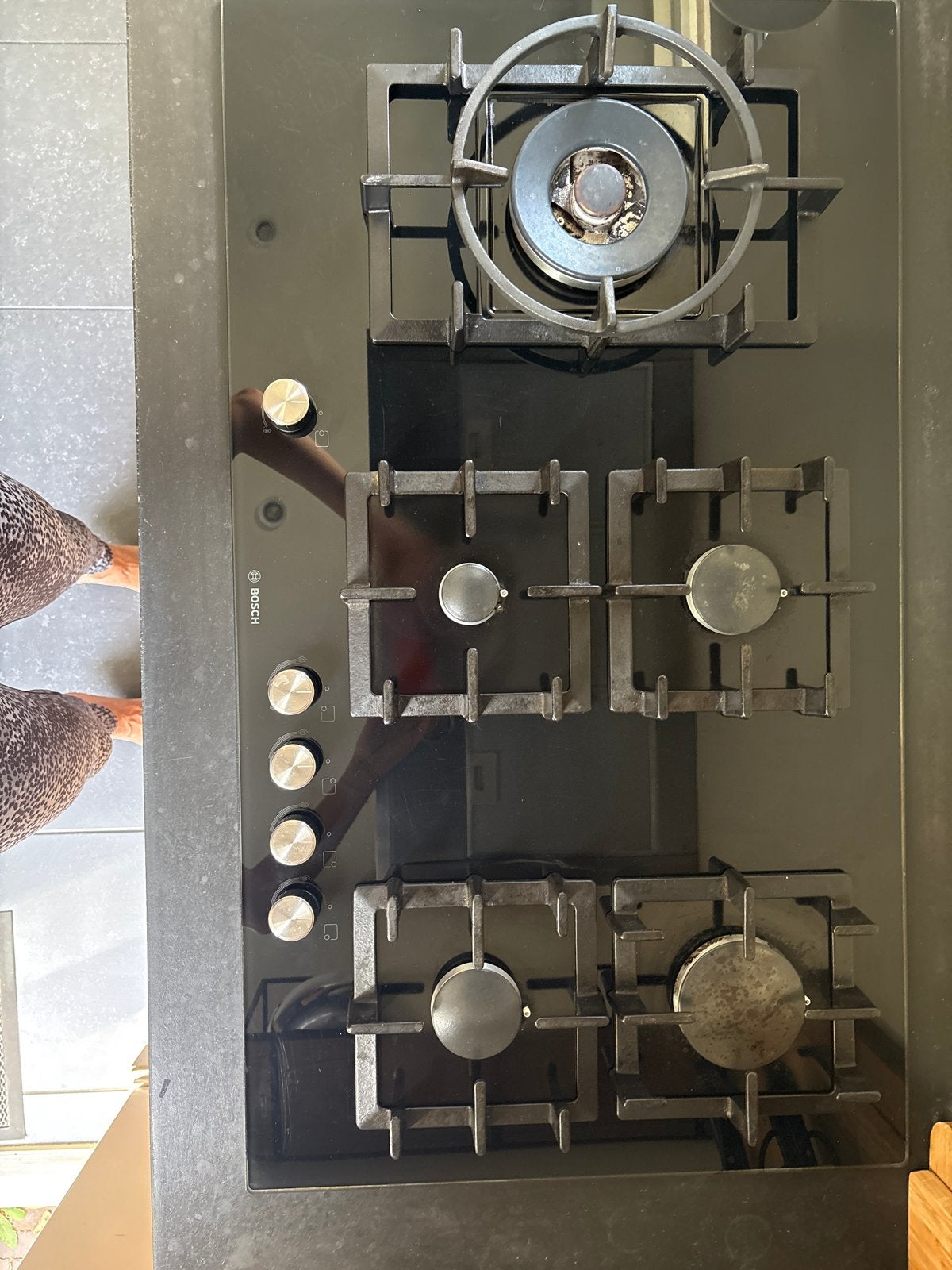 Bosch 5-pits gaskookplaat met wokbrander, Ophalen, Gebruikt, Inbouw, Gas