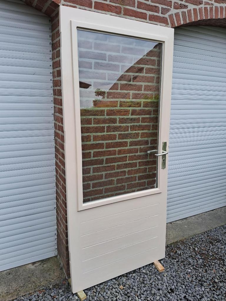 achterdeur, schuurdeur, balkondeur, buitendeur, hardhout, Doe-het-zelf en Verbouw, Deuren en Horren, Ophalen, Gebruikt, 80 tot 100 cm
