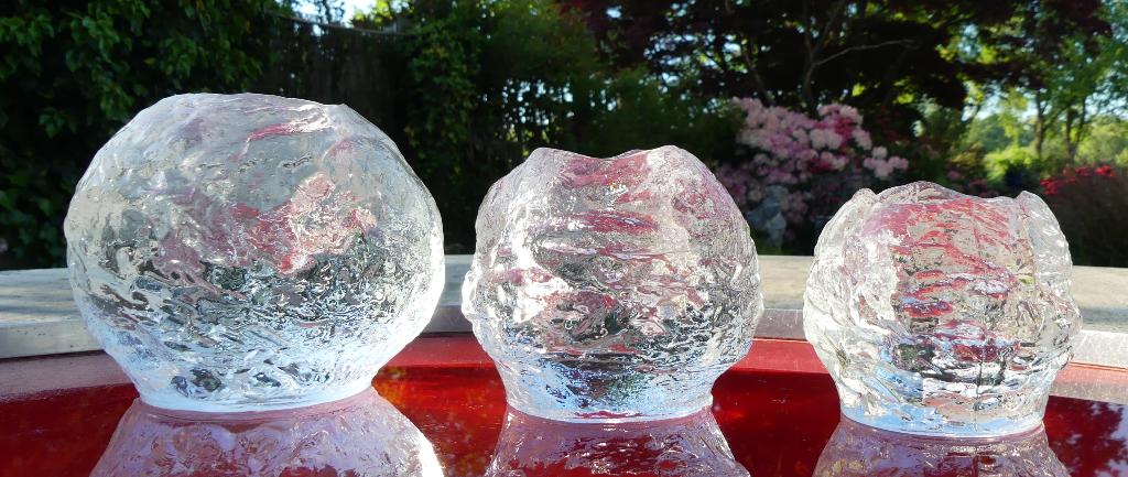 Kosta Boda Snowball Waxinelicht Loodkristal Set 3 maten, Ophalen of Verzenden