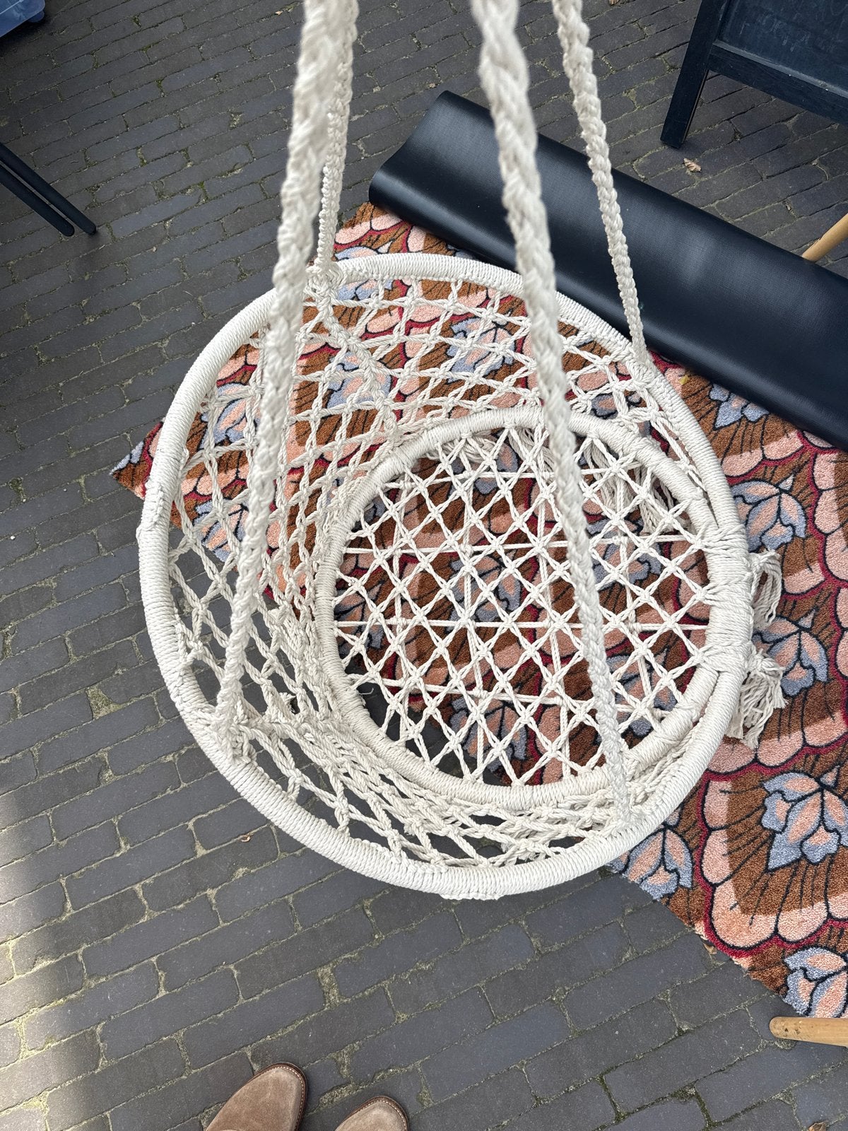 Macramé hangstoel - Bohemian stijl, Huis en Inrichting, Ophalen, Overige materialen, Wit, Zo goed als nieuw