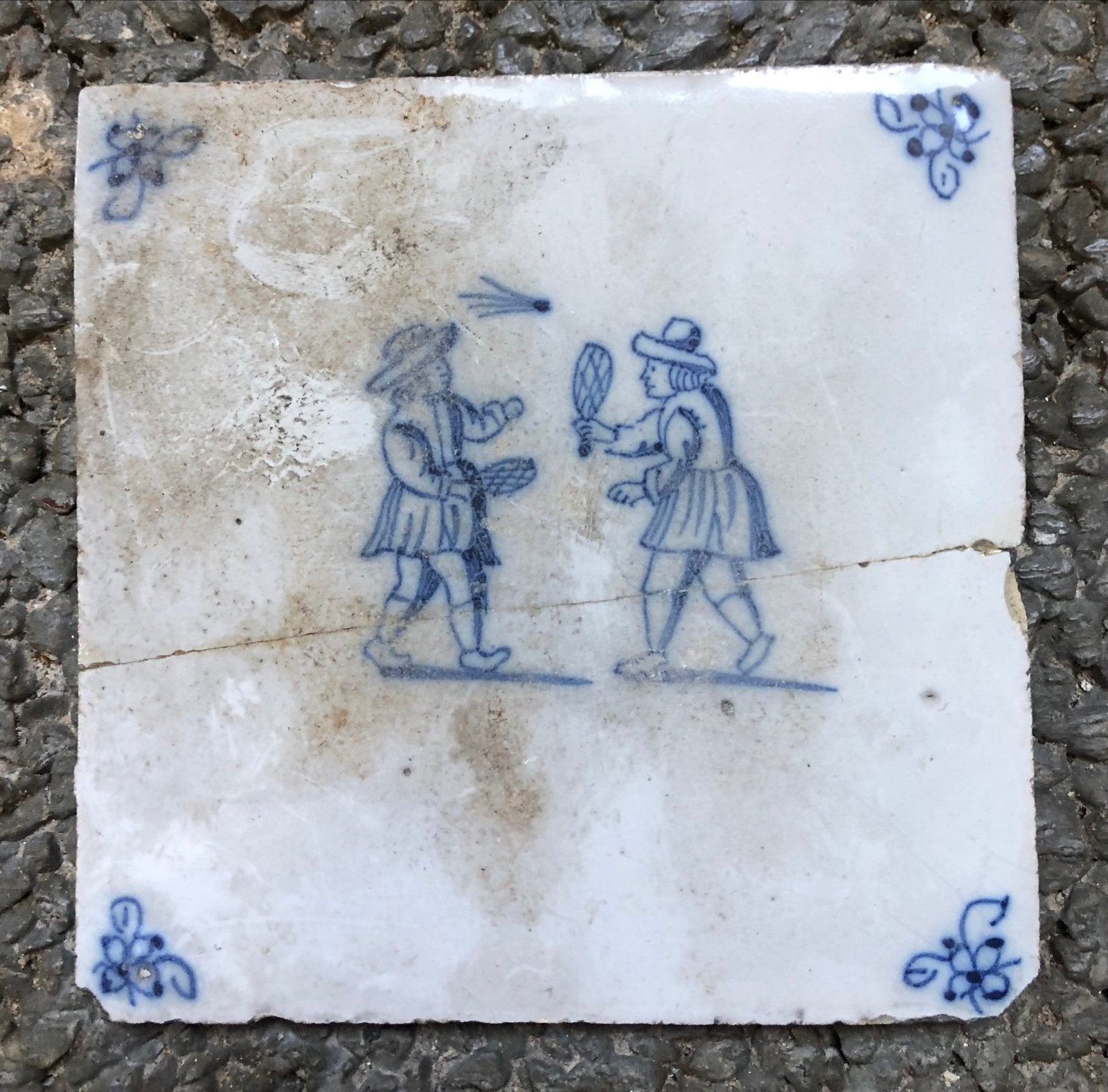 Antieke Hollandse Kinderspeltegel Pluimbal 17e 18e  Defect, Antiek en Kunst, Ophalen of Verzenden