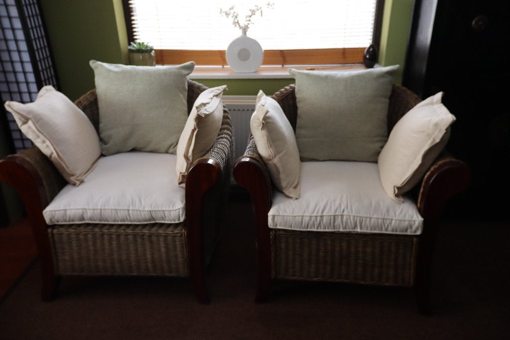 Set van twee rotan fauteils, Huis en Inrichting, Ophalen, Minder dan 75 cm, Nieuw, Riet of Rotan