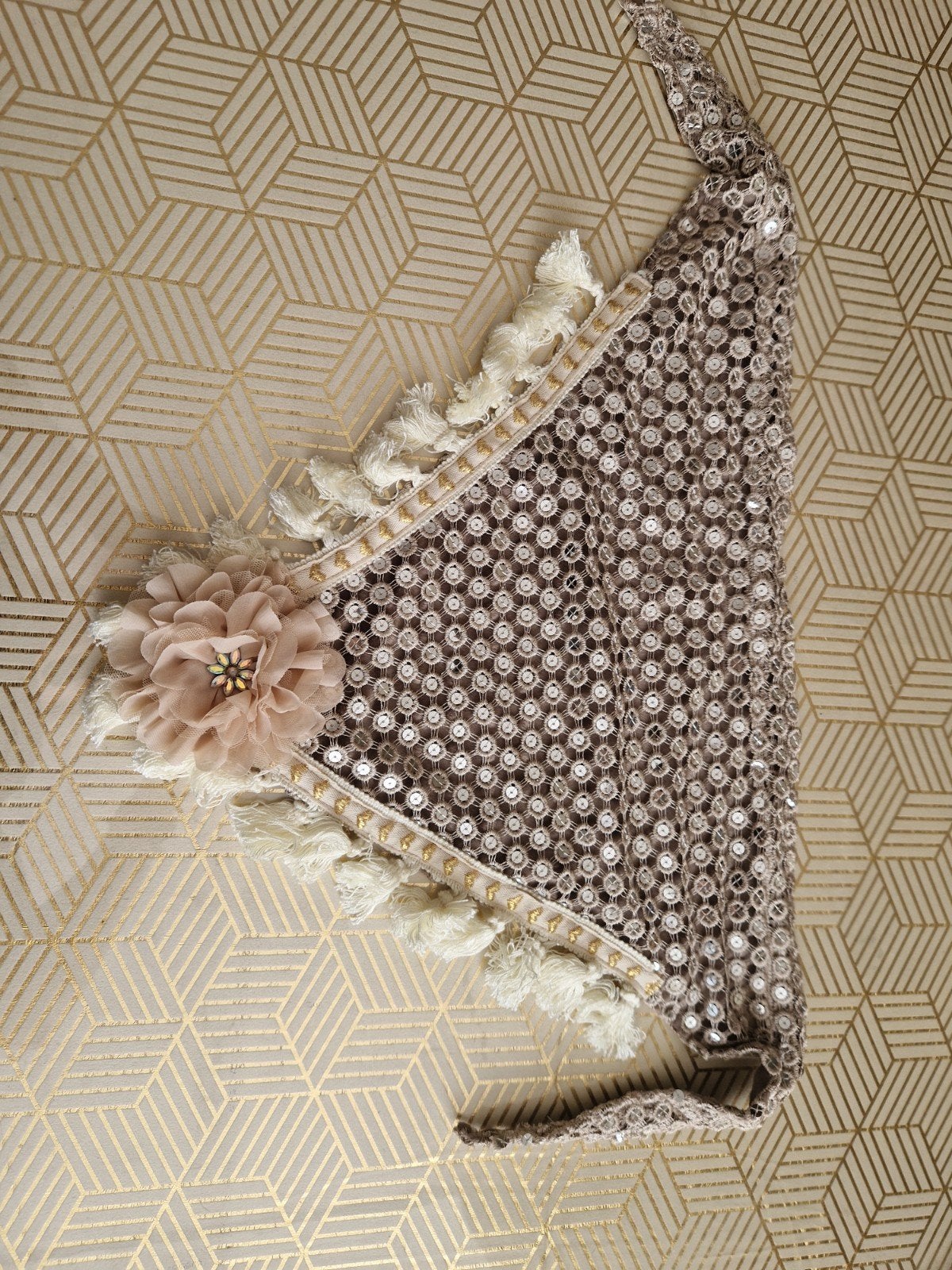 Elegante sjaal met pailletten en kwastjes, Ophalen of Verzenden, Nieuw