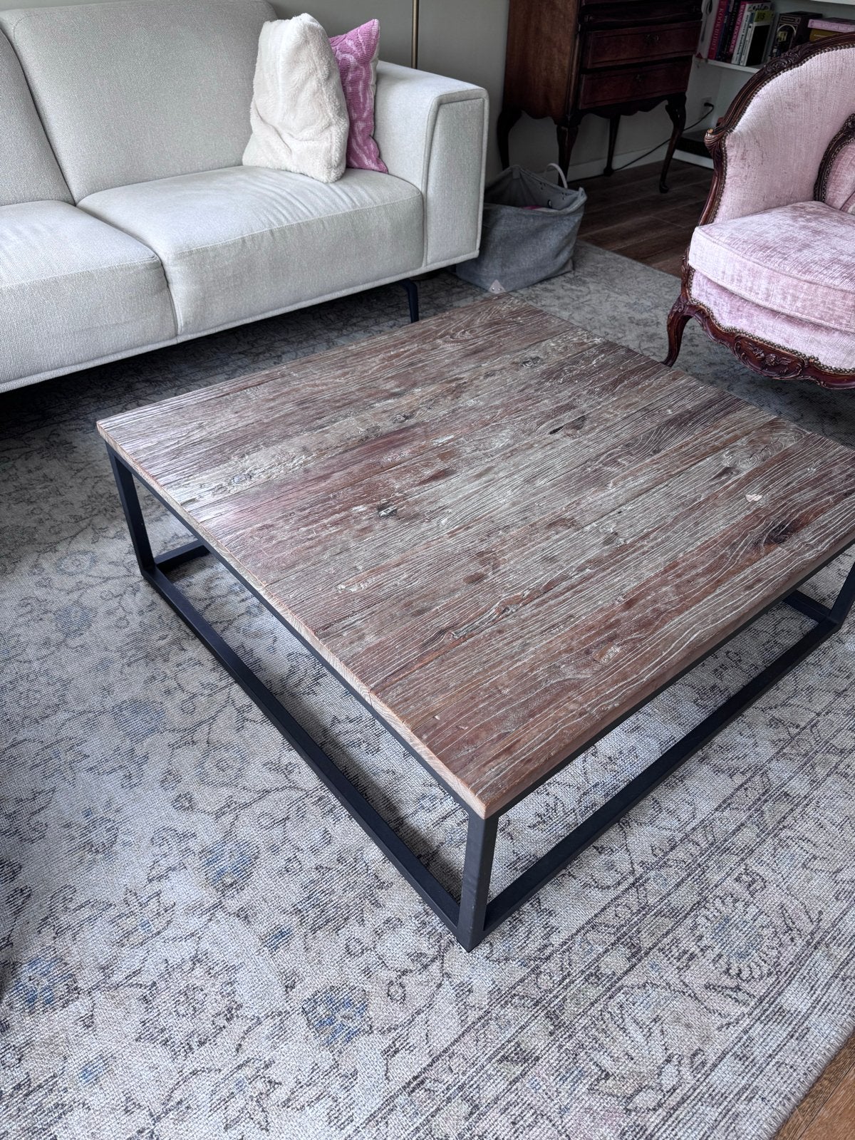 Industriële Salontafel 100x100x35 cm, Huis en Inrichting, Tafels | Salontafels, Ophalen, Gebruikt, 100 tot 150 cm, Vierkant