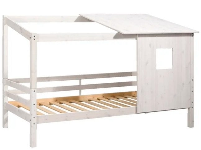 Kinderbed Ties met opzetdak en zijwand 90x200 cm, Ophalen, 85 tot 100 cm, Zo goed als nieuw, Lattenbodem