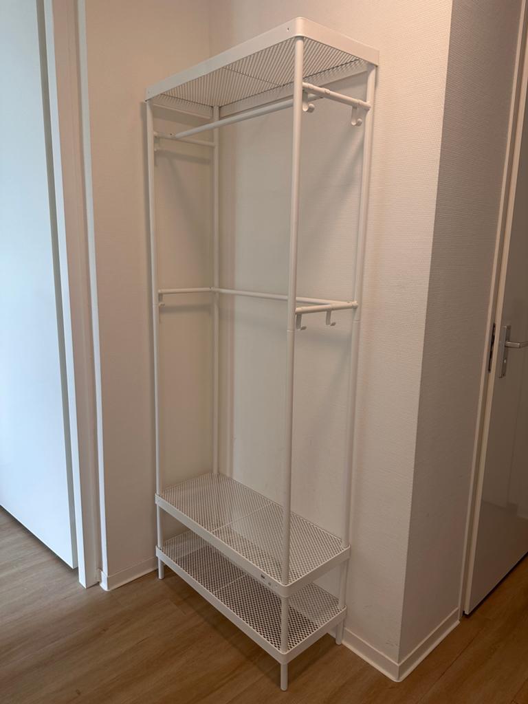 IKEA MACKAPÄR kapstok met schoenenrek, wit, Huis en Inrichting, 200 cm of meer, Ophalen of Verzenden, Zo goed als nieuw, Metaal