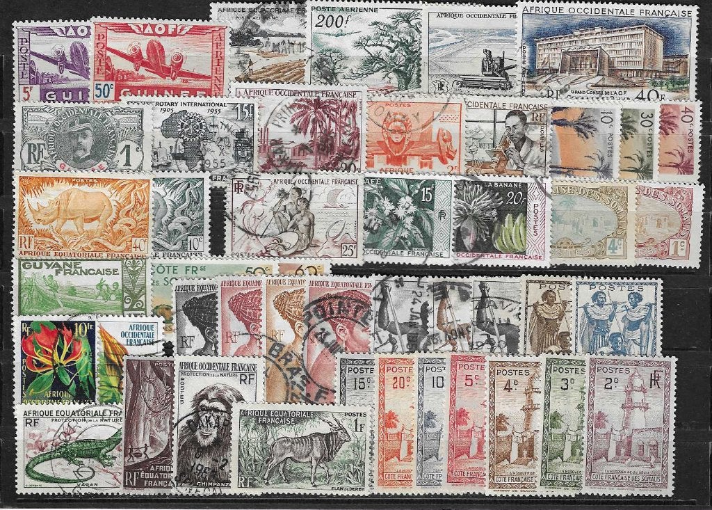 Franse kolonie Afrique occidentale enz. Frankrijk colonie 4x, Ophalen of Verzenden, Gestempeld