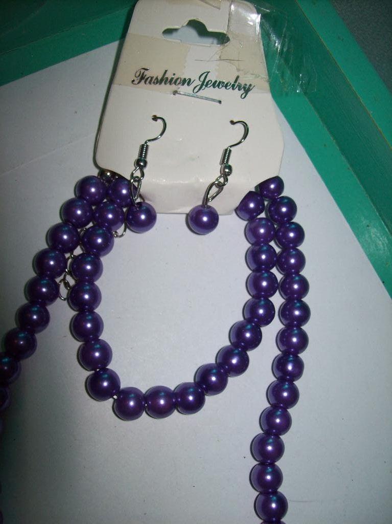 Ketting Armband Oorbellen Blauwe Parel Kralen, Verzenden, Nieuw, Blauw, Overige materialen