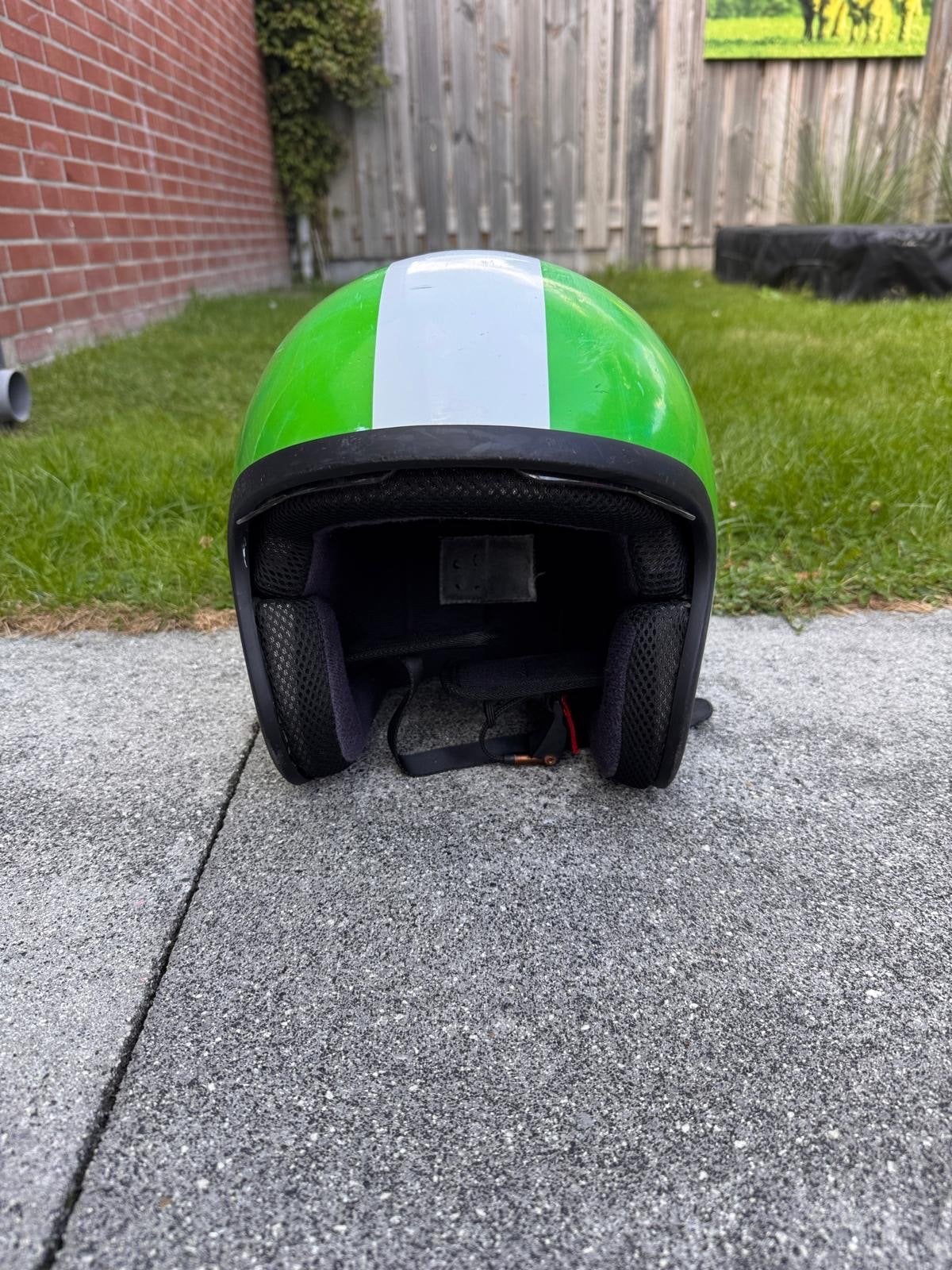 Scooterhelm - Groen met Wit, Motoren, Kleding | Motorhelmen, Overige merken, Dames, Jethelm, Ophalen of Verzenden