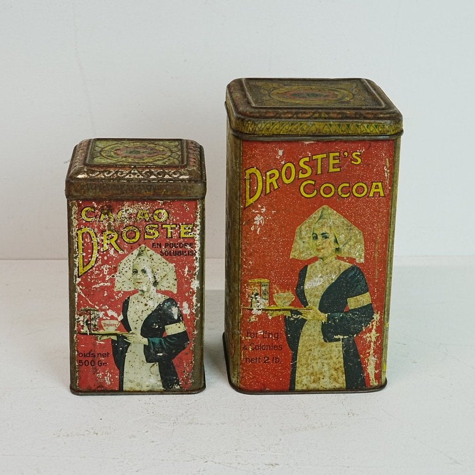 Vintage Droste Cacao Blikken - Set van 2, Ophalen of Verzenden, Gebruikt, Overige, Droste