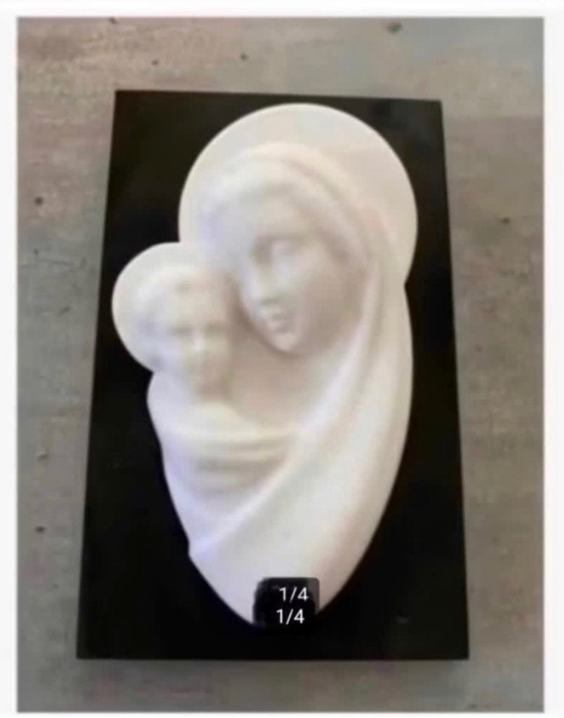 Heel oude Plaquette Maria met Kind, polyresin, 21 x 13 cm, Ophalen of Verzenden