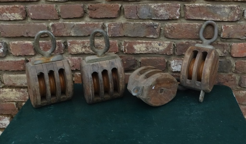 4 maal mooie oude katrol scheepskatrol, Ophalen