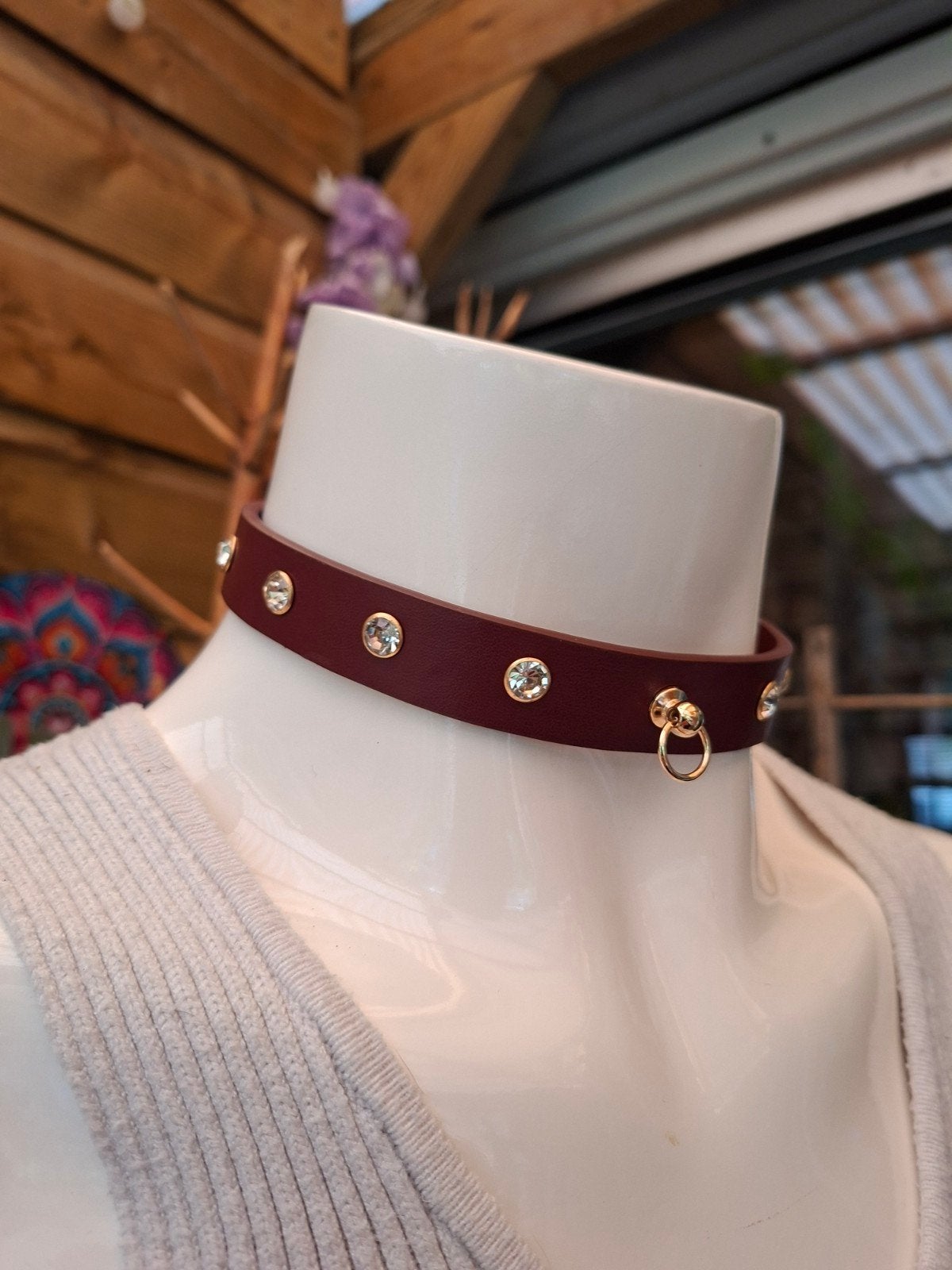 bordeauxrode collar, Sieraden, Tassen en Uiterlijk, Overige materialen, Overige kleuren, Nieuw, Ophalen of Verzenden