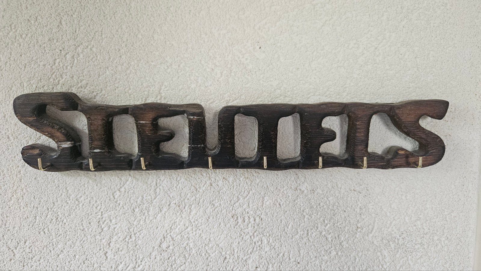 Houten sleutelrekje met 8 haakjes, Ophalen, Gebruikt, Wandhaken, Minder dan 100 cm