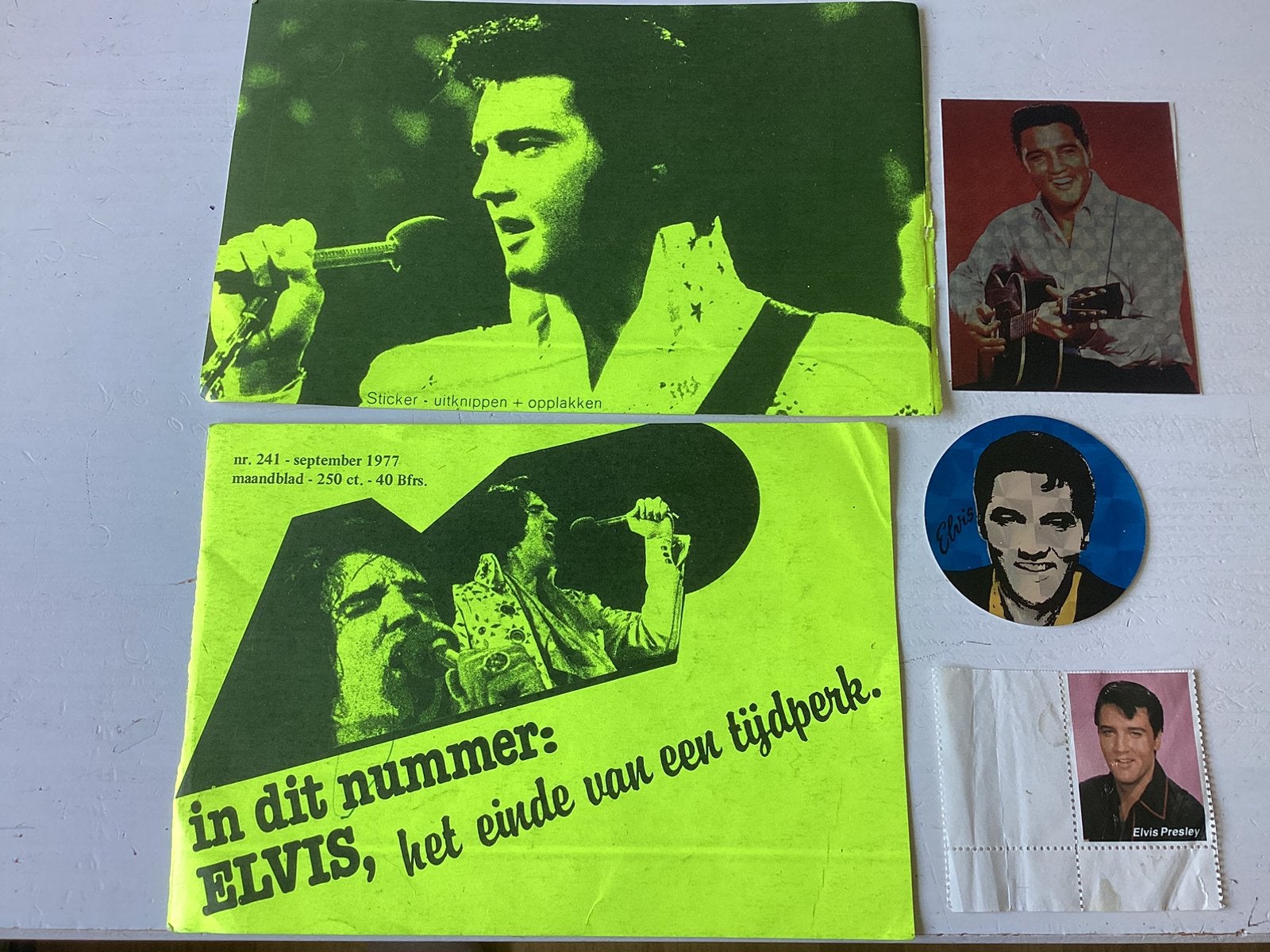 4 stickers en 1 zegel Elvis Presley, Verzenden, Zo goed als nieuw