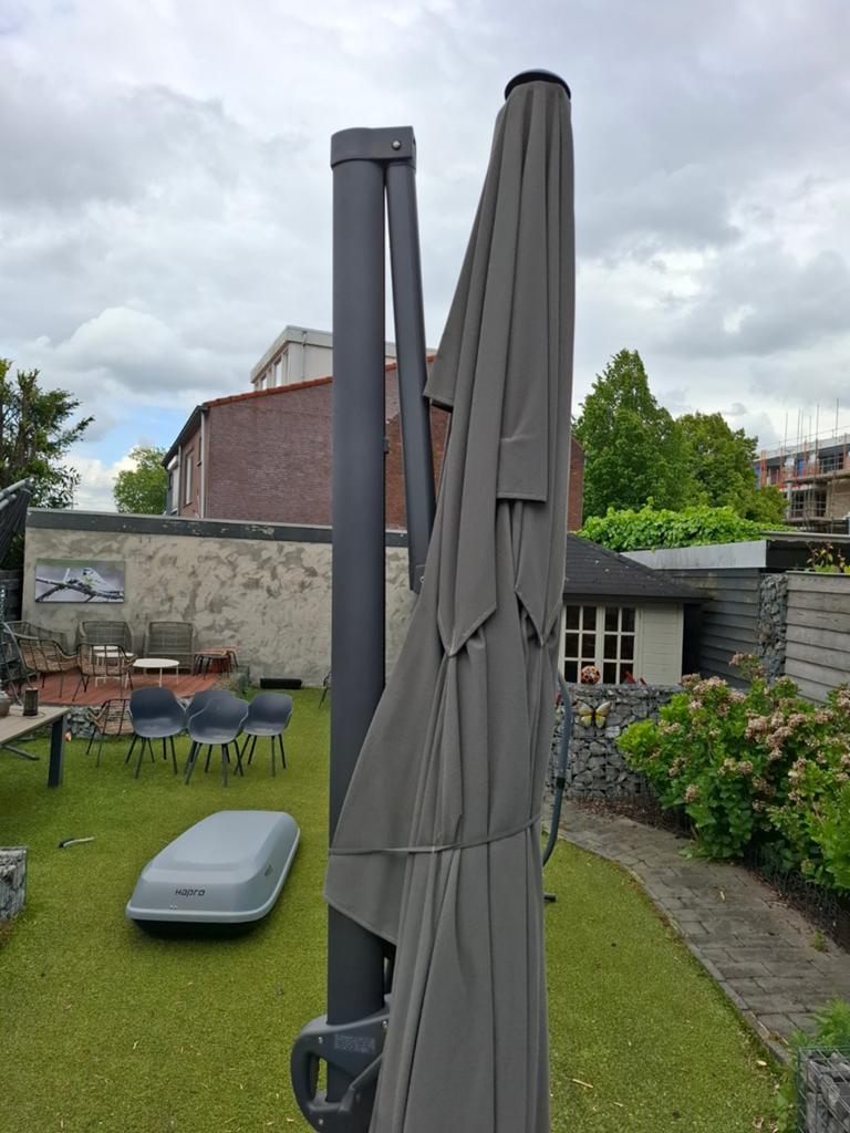 Grote zweefparasol 3,00x4,00m met marmeren voet, Tuin en Terras, Parasols, Ophalen, Zweefparasol