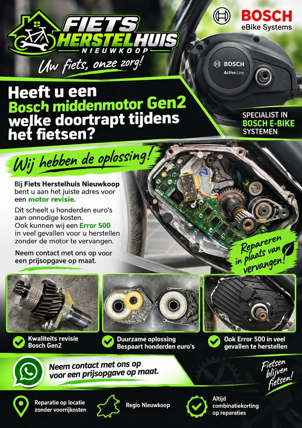 motor revisie Bosch gen2 e-bike, Bakfiets, Ophalen of Verzenden, Zo goed als nieuw, Motor