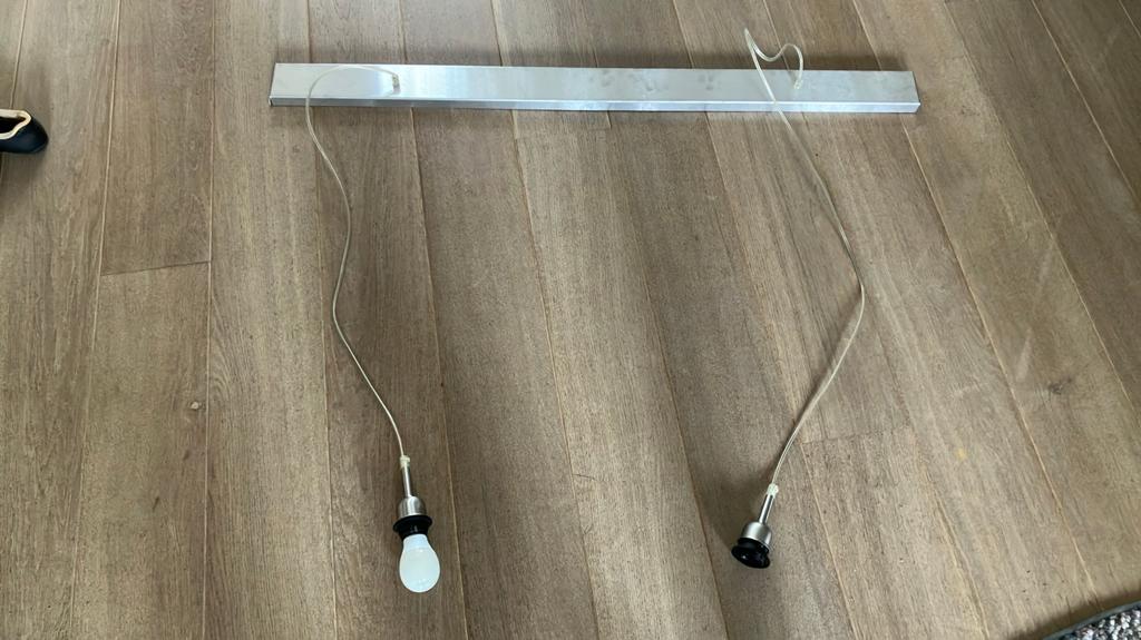 Ophangsysteem voor 2 lampenkappen, Ophalen, Metaal, 50 tot 75 cm