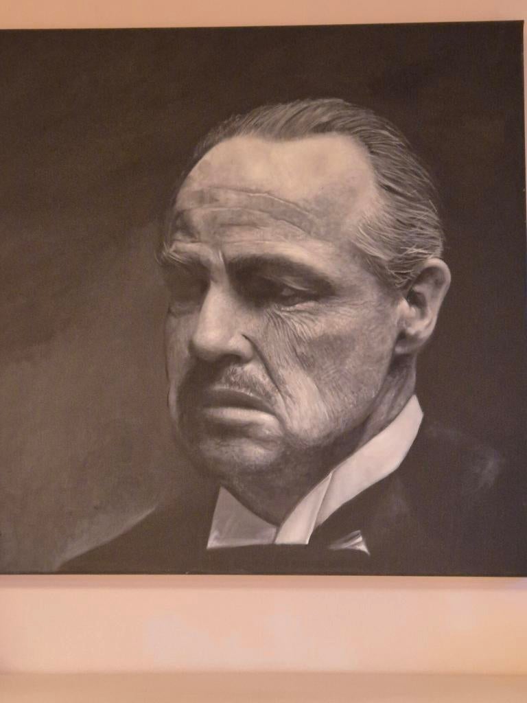 Origineel Schilderij: Marlon Brando als Don Corleone, Ophalen of Verzenden