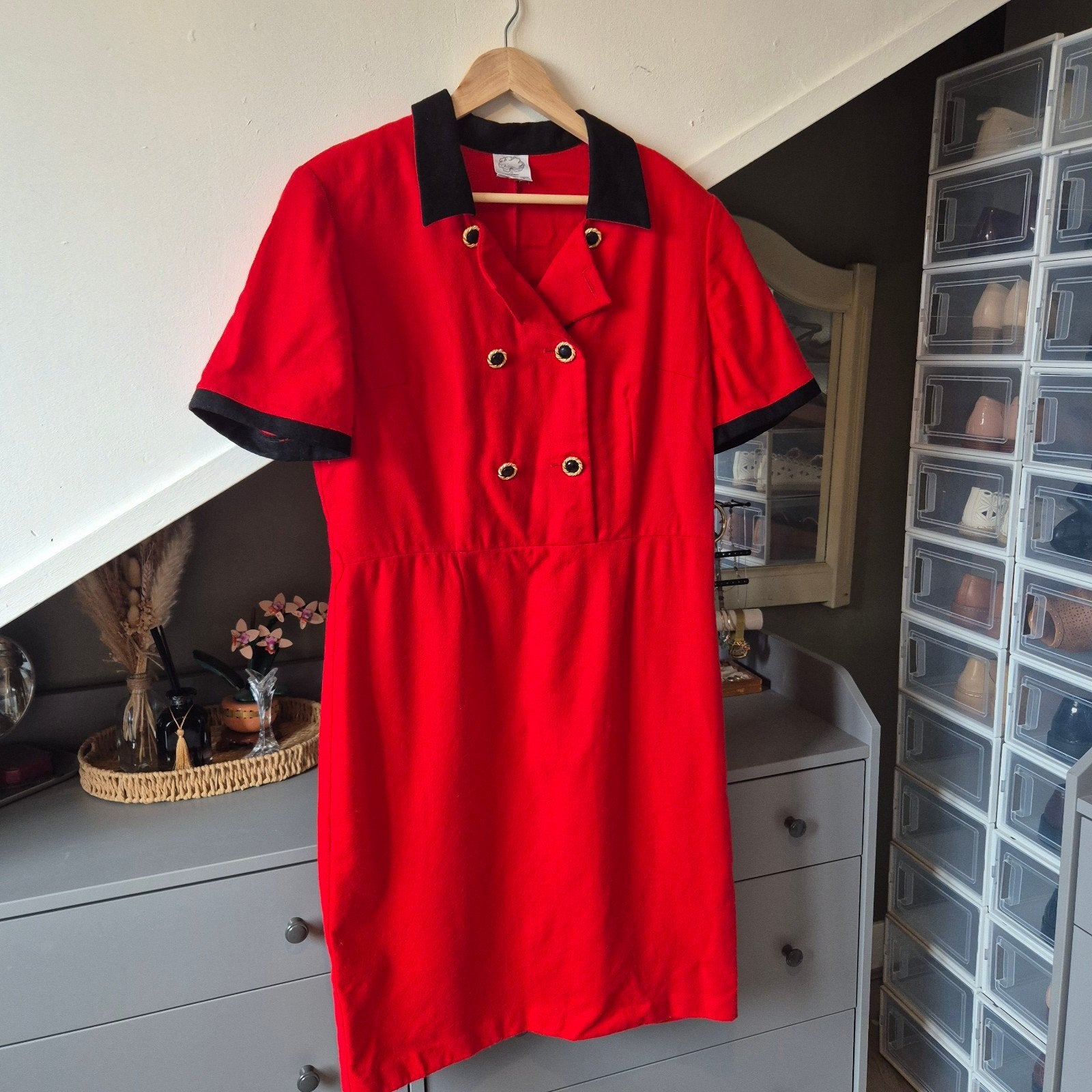 Vintage Chéne Wollen Jurk (Maat 40) - Made in Italy, Maat 38/40 (M), Ophalen of Verzenden, Zo goed als nieuw, Vintage