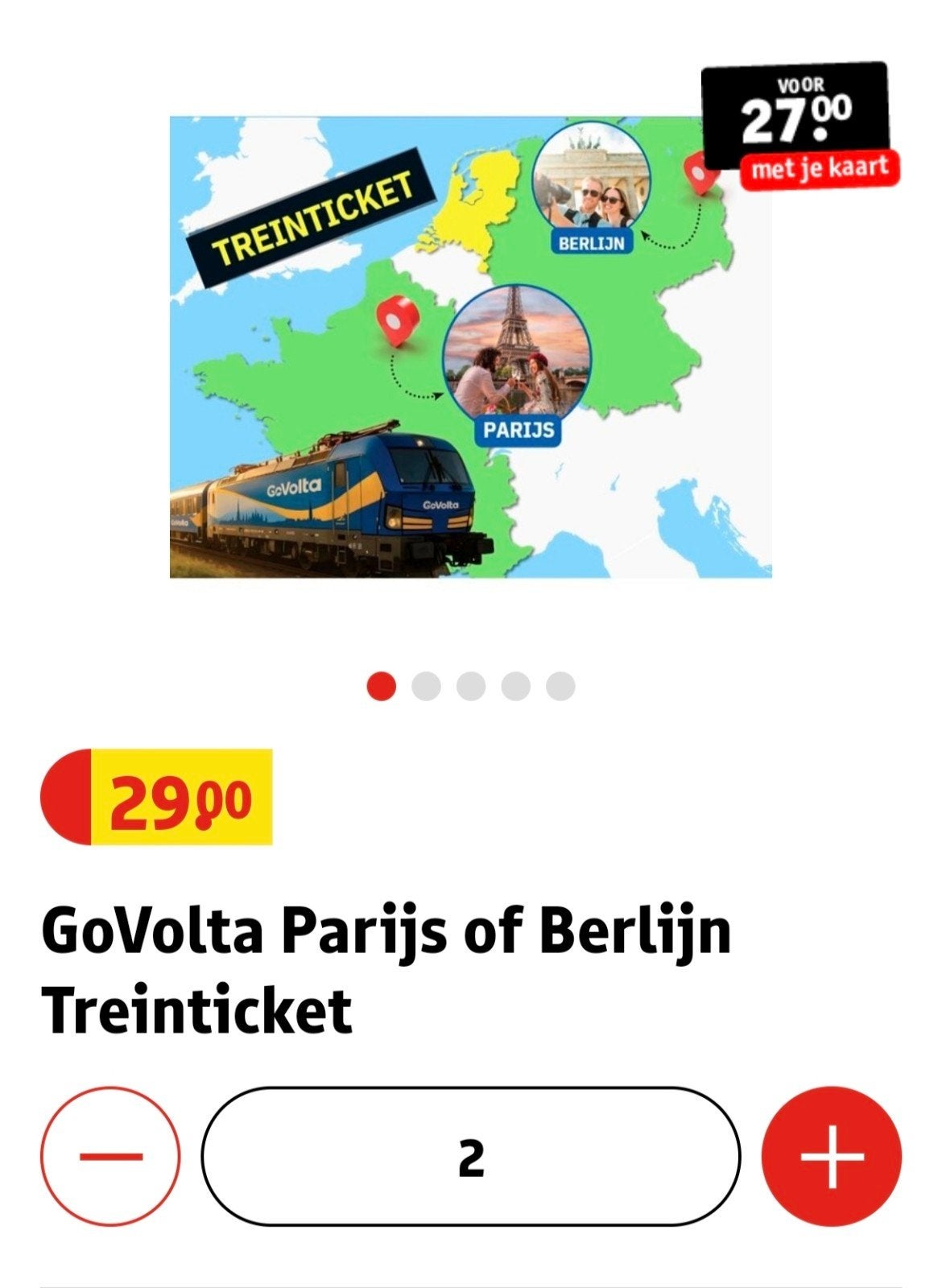 Treinticket Parijs of Berlijn
TreinticketTreinticket, Tickets en Kaartjes, Eén persoon, Trein, Met bestemming of datum