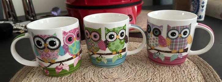Siaki-set van 3 uilen mokken, Huis en Inrichting, Keuken | Servies, Ophalen, Overige merken, Keramiek, Nieuw