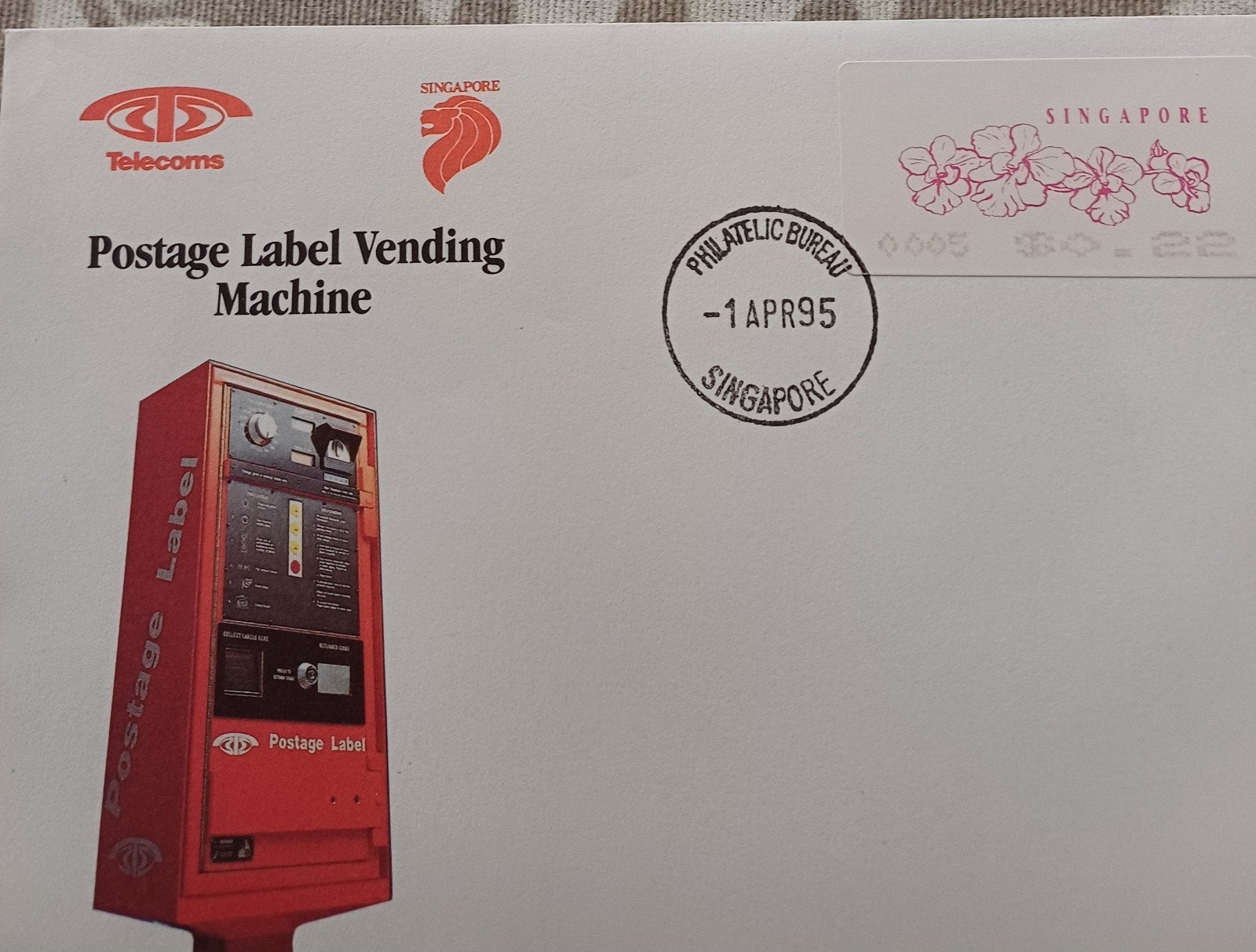 SINGAPORE fdc onbeschreven 1995, Ophalen of Verzenden, Rest van de wereld