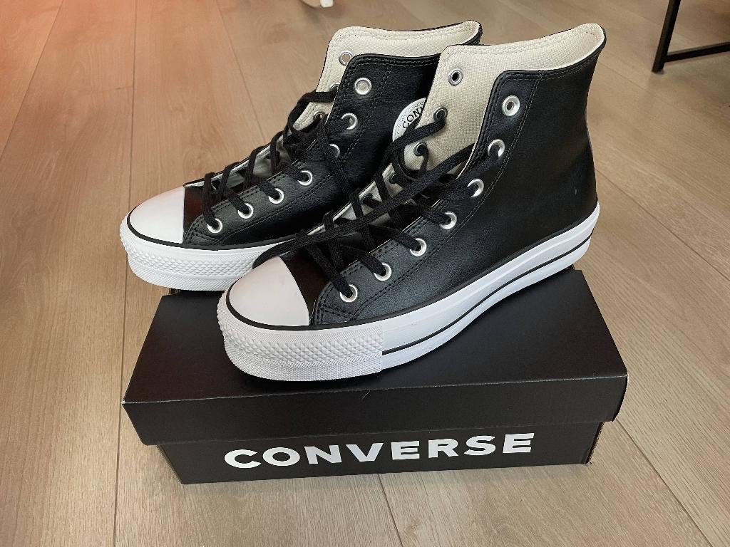 Converse All Stars Lift - hoog - leer - nieuw, Zwart, Nieuw, Ophalen of Verzenden, Sneakers of Gympen