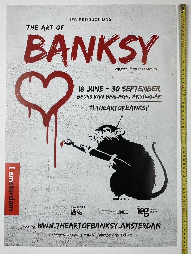 poster Banksy 2017 Beurs van Berlage, Ophalen of Verzenden, Zo goed als nieuw, A1 t/m A3