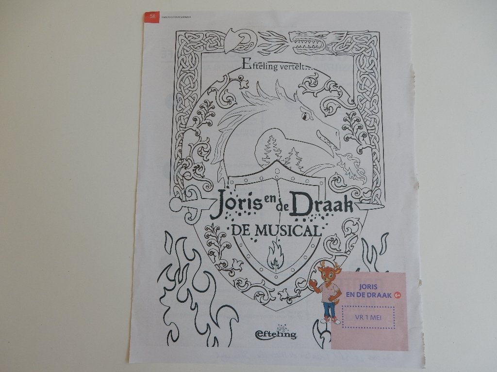 Efteling Joris en de Draak musical reclame uit tijdschrift., Ophalen of Verzenden, Gebruikt, Overige typen