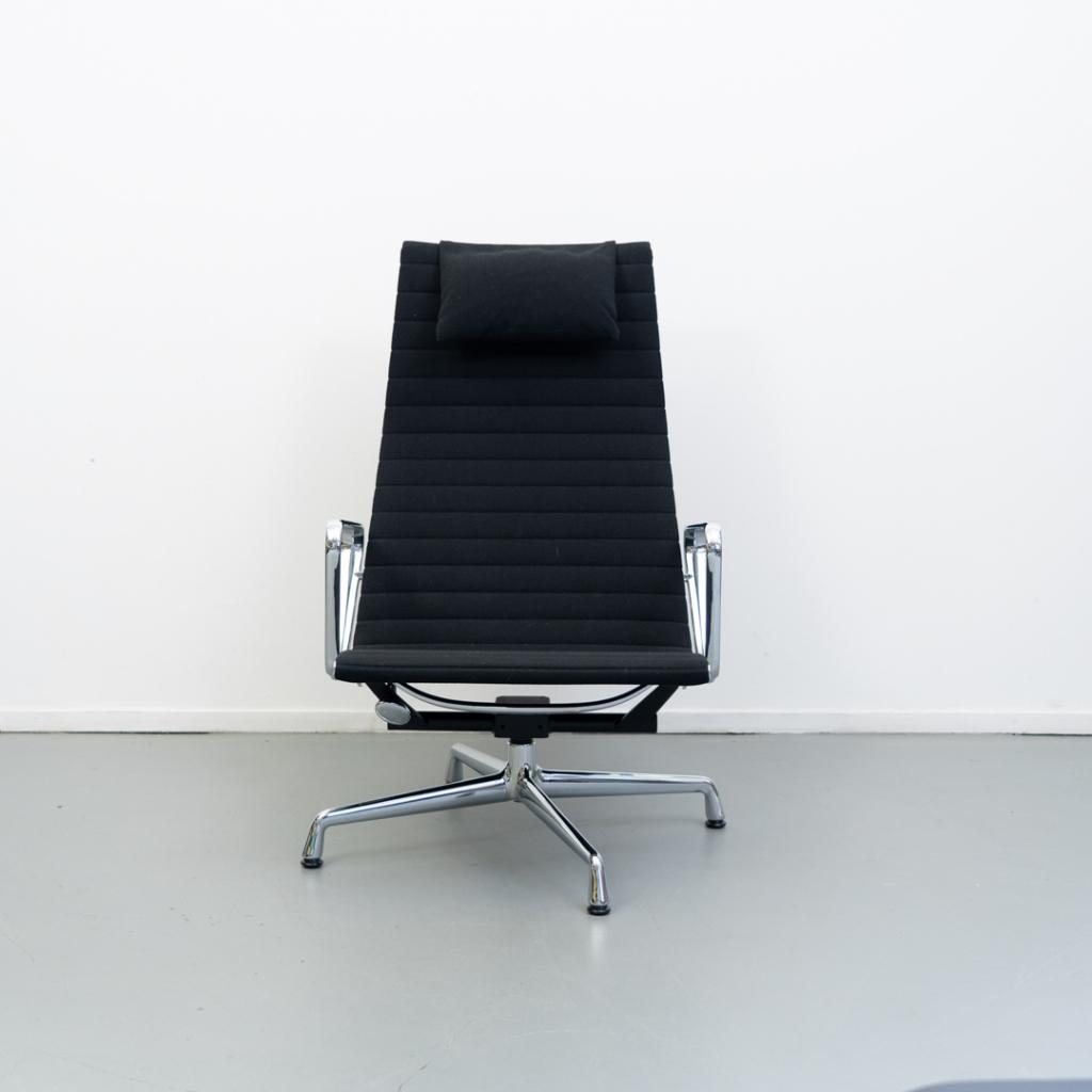 5x Vitra Eames EA 124 Fauteuil Zwart Hopsak - Chroom, Niet ingevuld, Niet ingevuld, 75 tot 100 cm, Ophalen of Verzenden