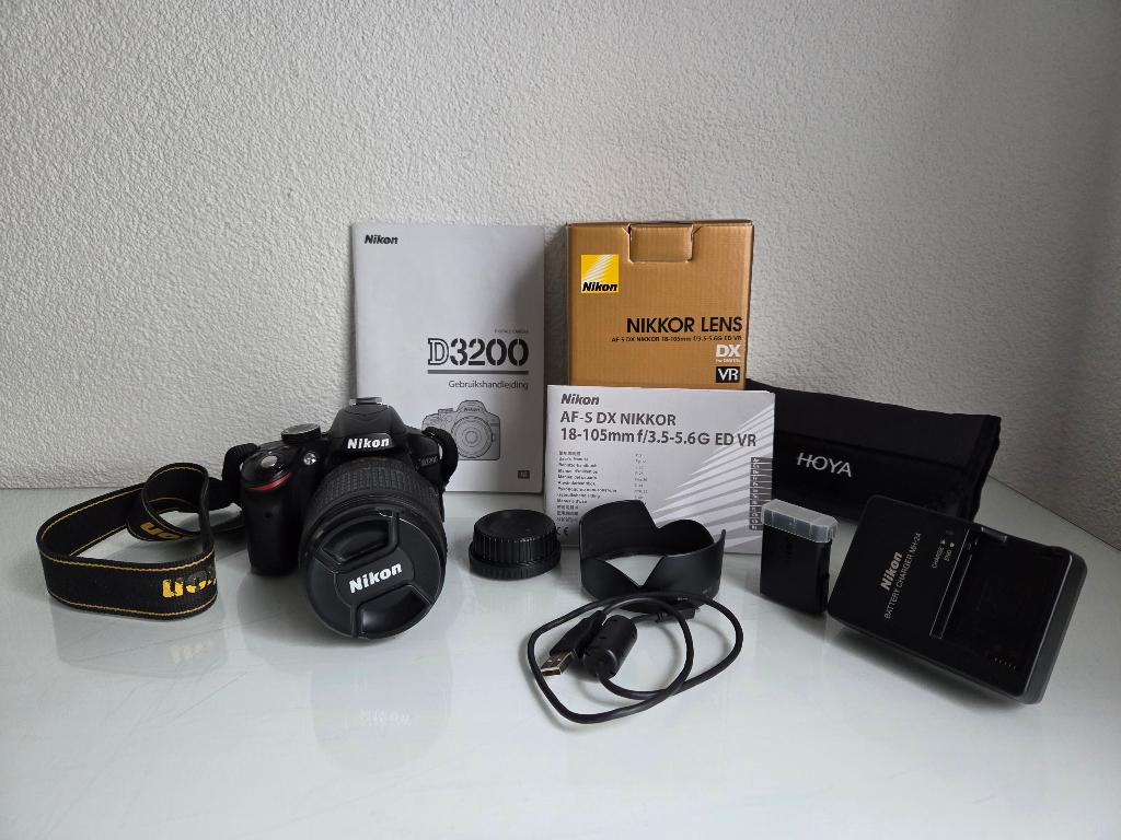 Nikon D3200 met 18-105 mm lens, Audio, Tv en Foto, Fotocamera's Digitaal, Ophalen, Gebruikt, Spiegelreflex, 4 t/m 7 keer