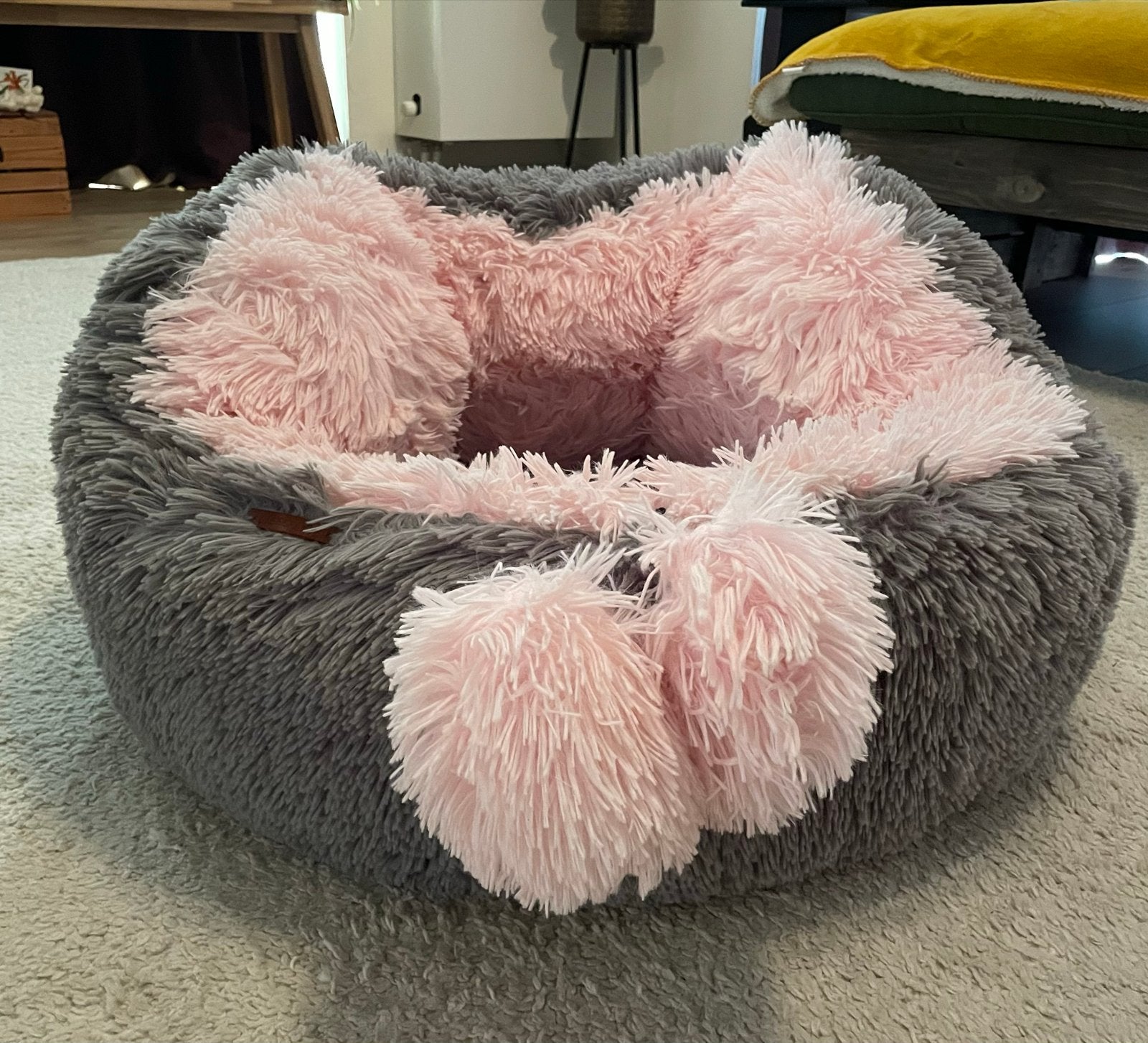 Superzachte handgemaakte honden-/kattenmand  – roze/grijs, Ophalen, Zo goed als nieuw, Overige