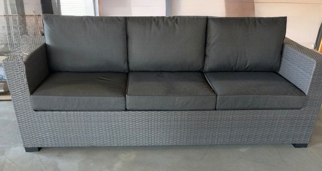 Forza Wicker 3-zits loungebank antraciet, Tuin en Terras, Tuinbanken, Ophalen, Zo goed als nieuw, Wicker