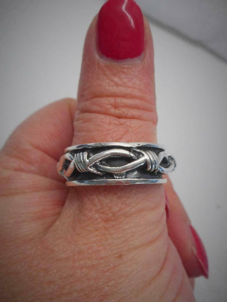Zilveren unisex ring prikkeldraad maat 20.75 nr.1783