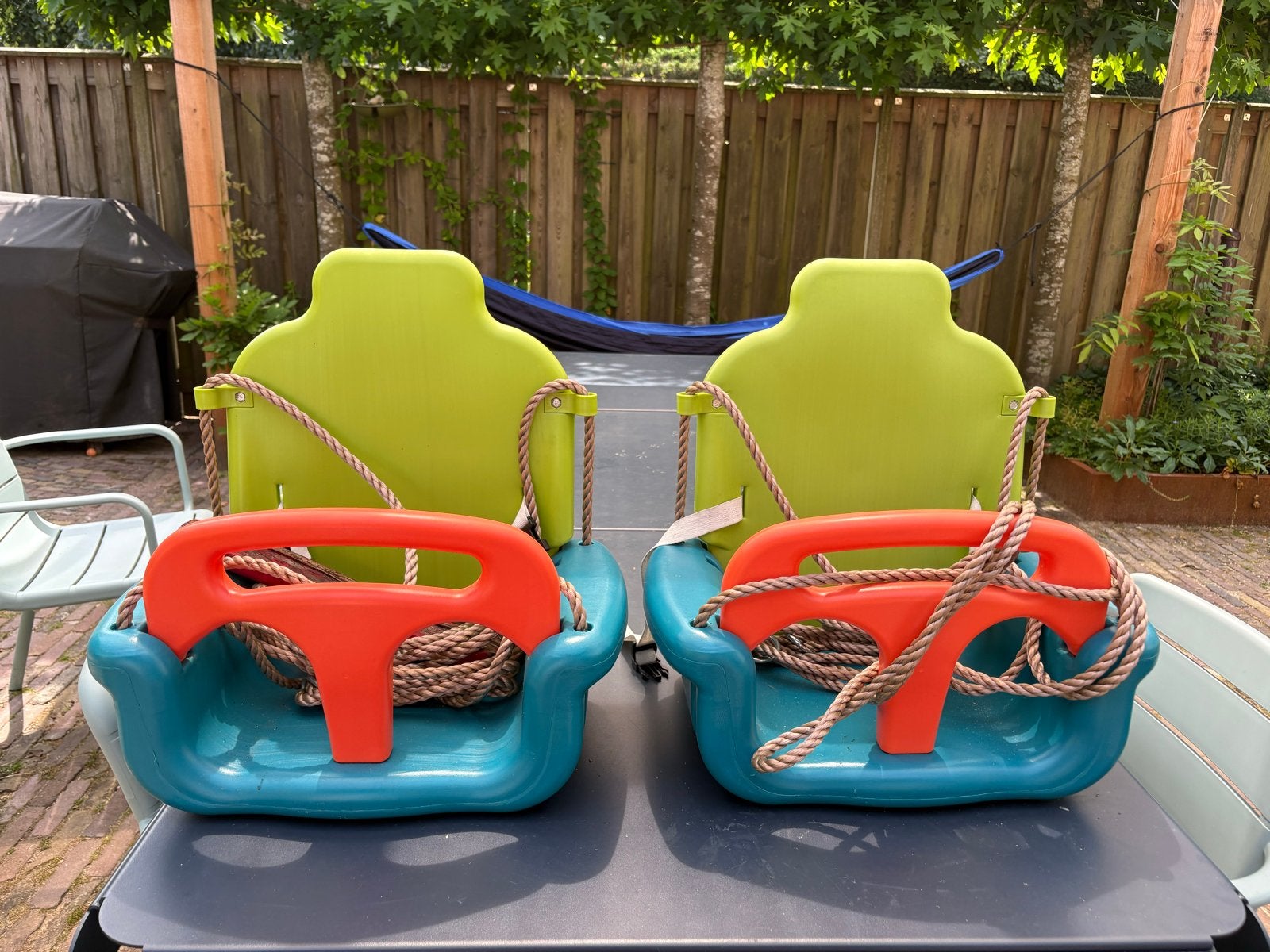 Babyschommel Groeimodel Limoengroen/Turquoise/Oranje, Ophalen of Verzenden, Zo goed als nieuw, Schommel