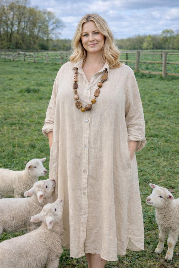 Linnen blouse maat 3 Moonshine, Ophalen of Verzenden, Nieuw, Beige, Jurk