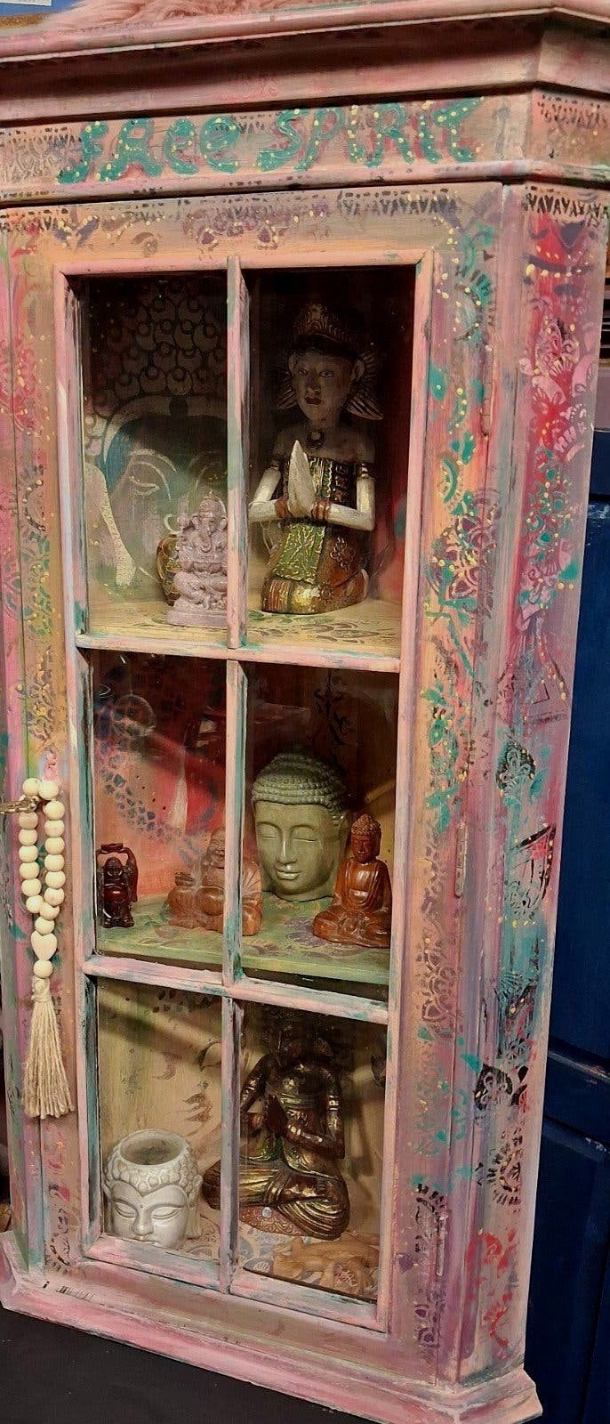 India/Ibiza/Boeddha/Hoekkastje/Vitrine/Buddha, Antiek en Kunst, Ophalen of Verzenden