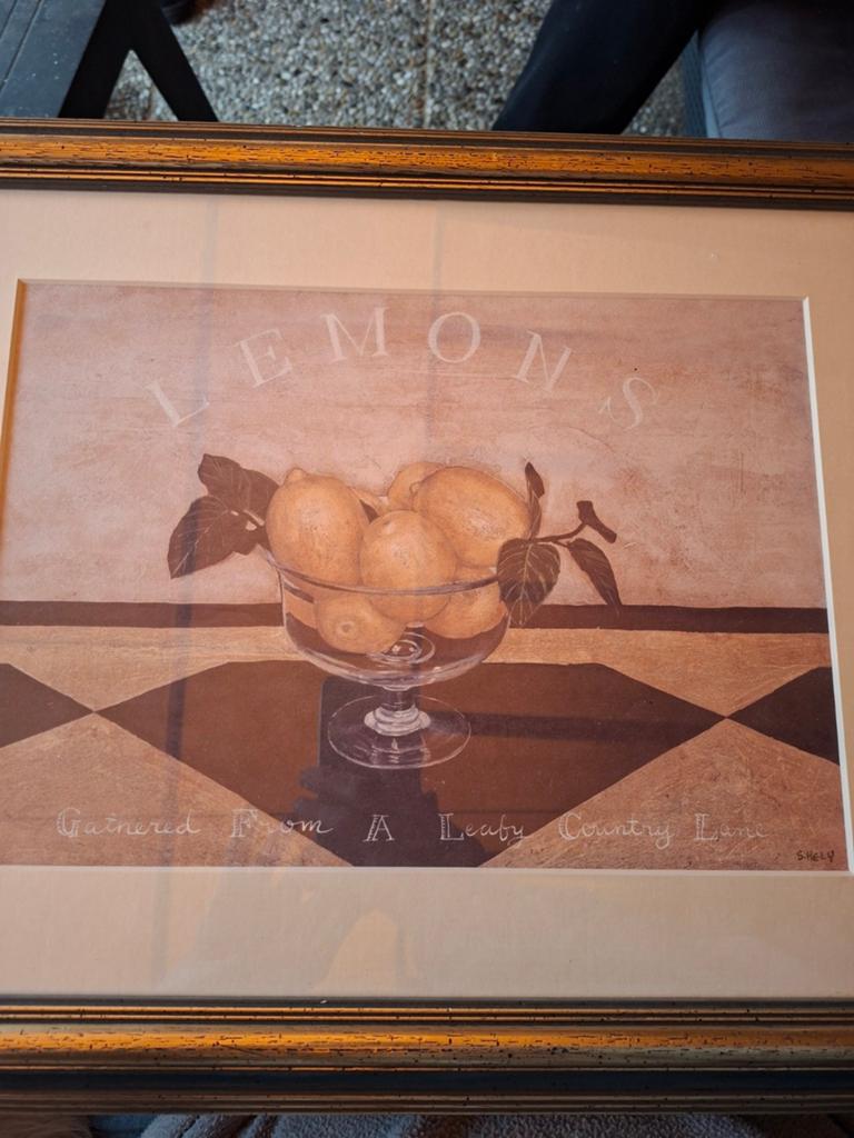 Ingelijste print 'Lemons' van S. Hely, Minder dan 50 cm, Gebruikt, Ophalen of Verzenden, Print
