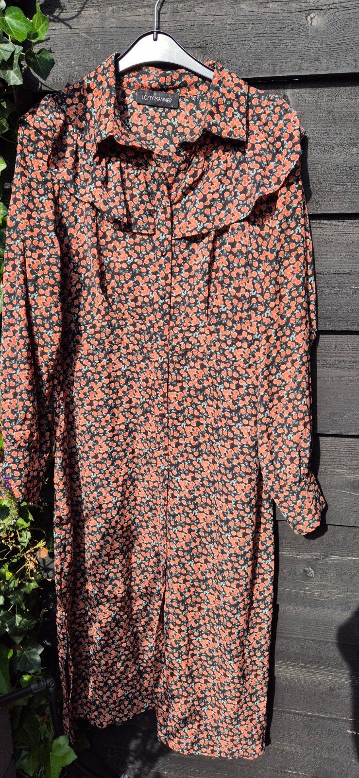 Lofty manner lange jurk bloemetjes maat l zwart groen oranje, Kleding | Dames, Jurken, Lofty Manner, Maat 42/44 (L), Oranje, Ophalen of Verzenden