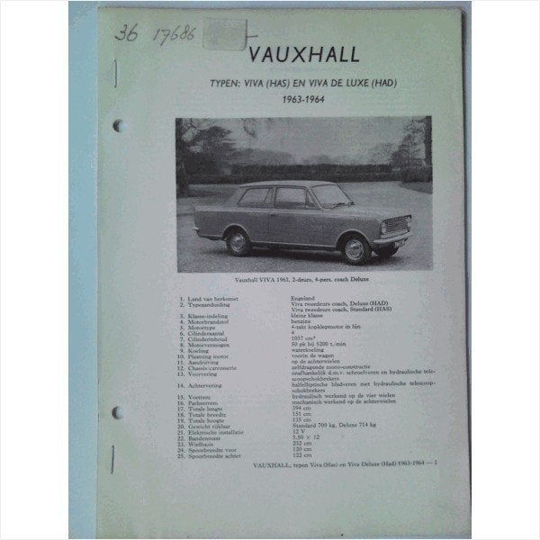 Vauxhall Viva Vraagbaak losbladig 1963-1964 #3 Nederlands, Ophalen of Verzenden, Gelezen, Overige merken