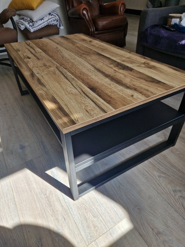 Salontafel hout, Ophalen, Modern / industrieel, 100 tot 150 cm, 50 tot 100 cm