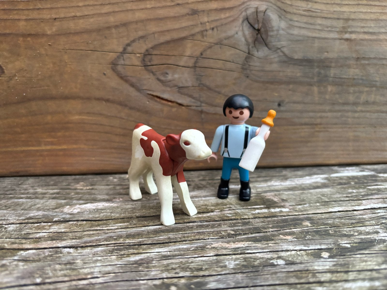 Playmobil Boeren jongen met kalfje en flesje, Ophalen of Verzenden, Zo goed als nieuw, Complete set