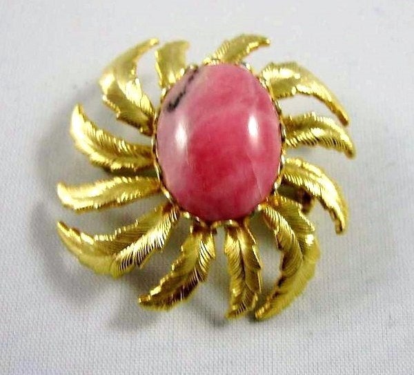 Prachtige Vintage Sunburst Bloembroche Goud met Roze (209), Sieraden, Tassen en Uiterlijk, Broches, Nieuw, Overige materialen