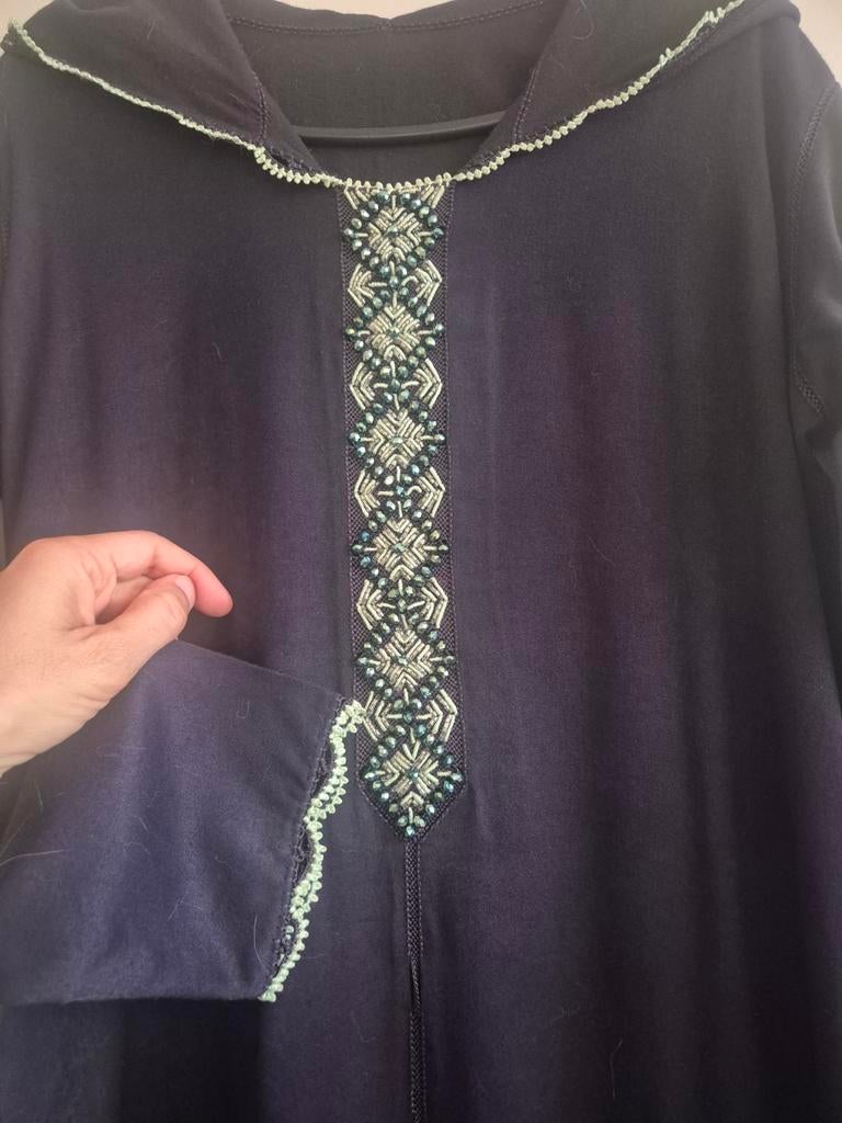 Marokkaanse jurk jelabba bewerkt met randa - Maat S, Blauw, Ophalen of Verzenden, Maat 36 (S), Gedragen