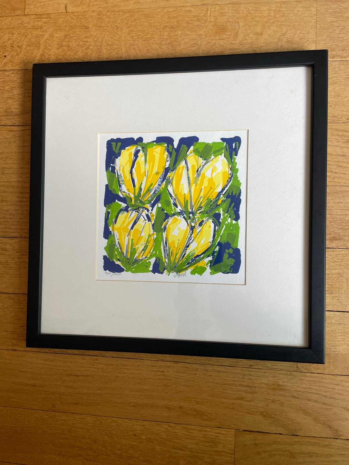 Zeefdruk Ad van Hassel - Gele Bloemen, Antiek en Kunst, Gelimiteerde oplage, Ophalen, Dieren en Natuur, Zeefdruk