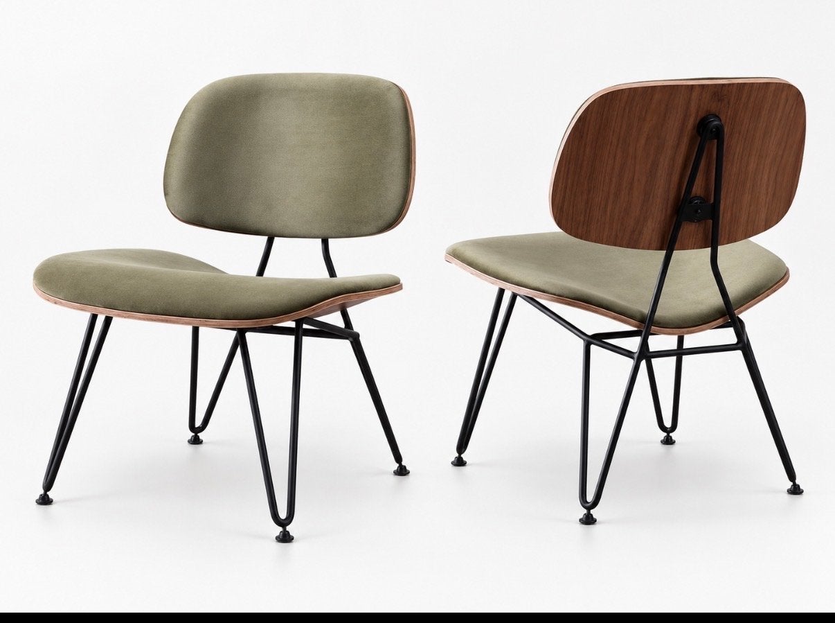 Loungestoel velvet olijfgroen - Retro design, Ophalen, Overige kleuren, Nieuw, Eén