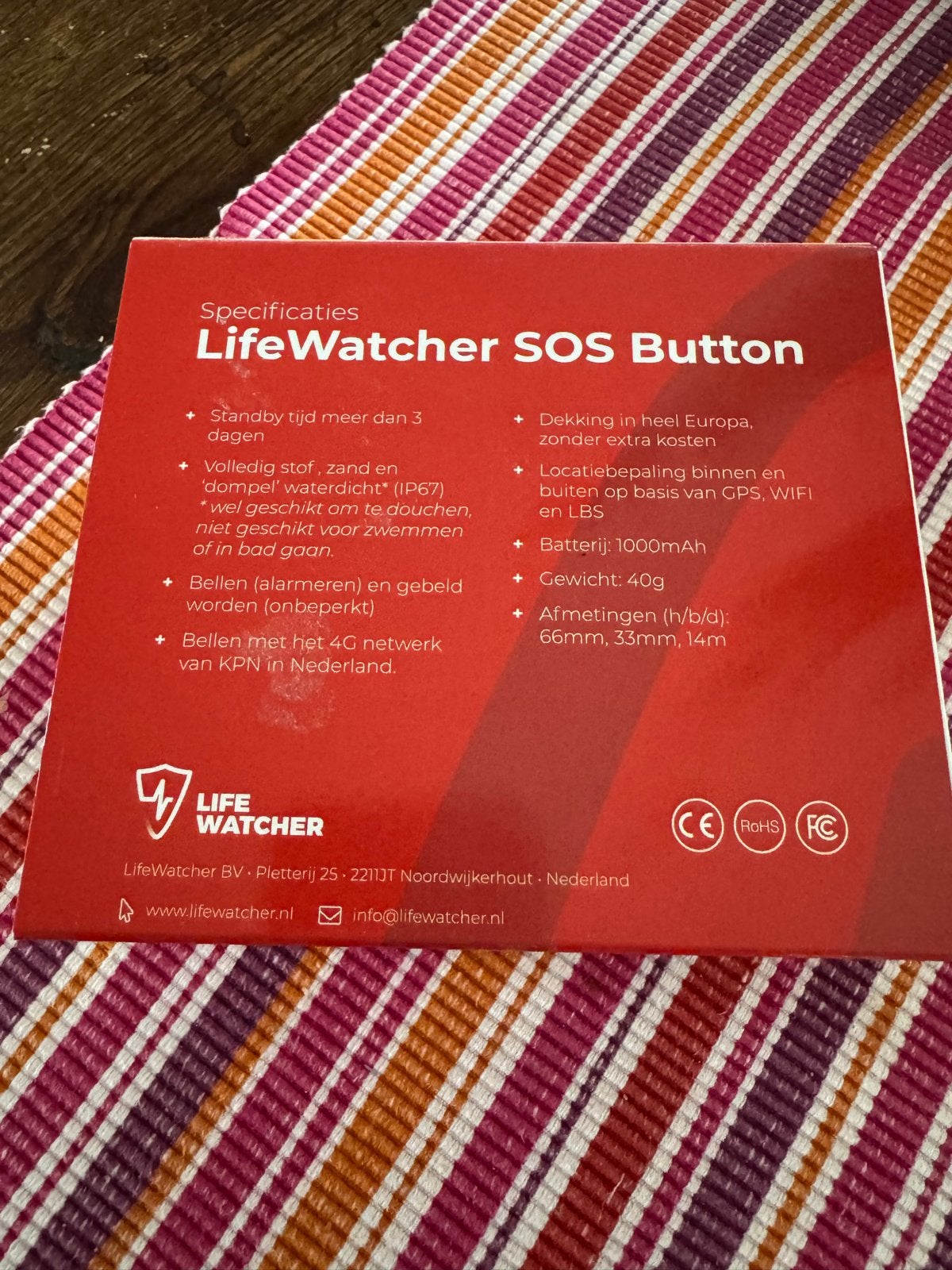 LifeWatcher SOS Button - gebruikt in doos, Ophalen of Verzenden, Zo goed als nieuw, Overige accessoires